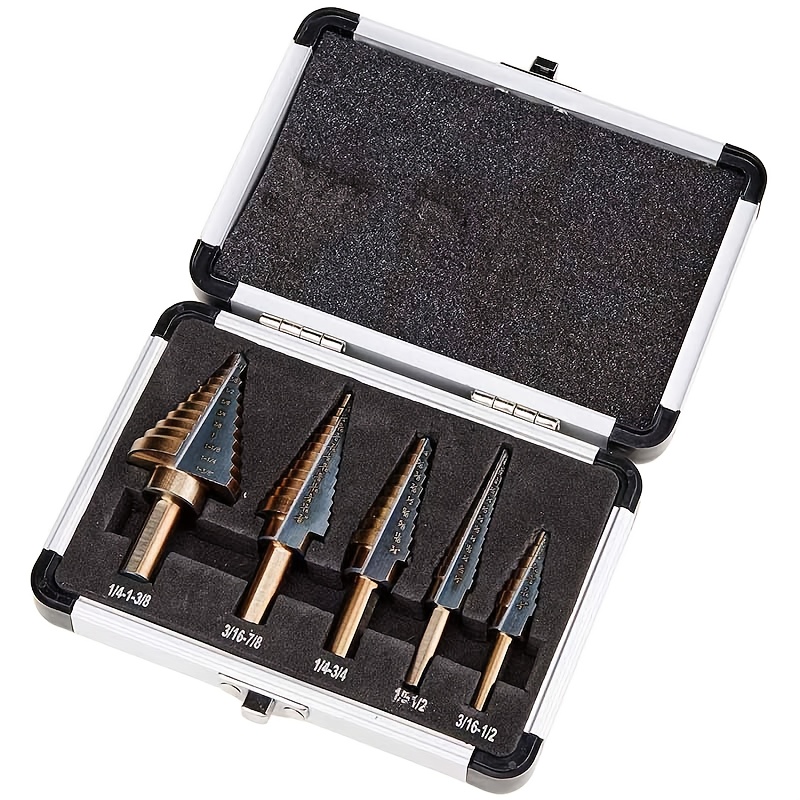 Step Drill Bit Set Titanium Hss Cobalt - Zestaw 5 szt. wiertła stopniowych HSS
