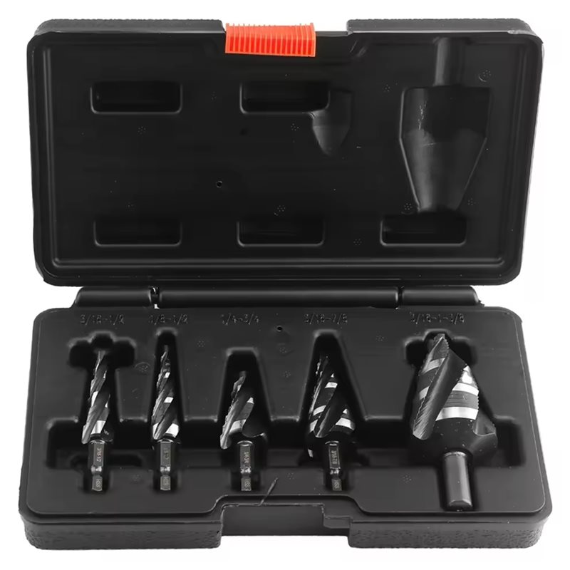 Step Drill Bit Set Titanium Hss Cobalt - Zestaw wierteł stopniowych A74E-Five-Spiral-Flute, 5 sztuk,