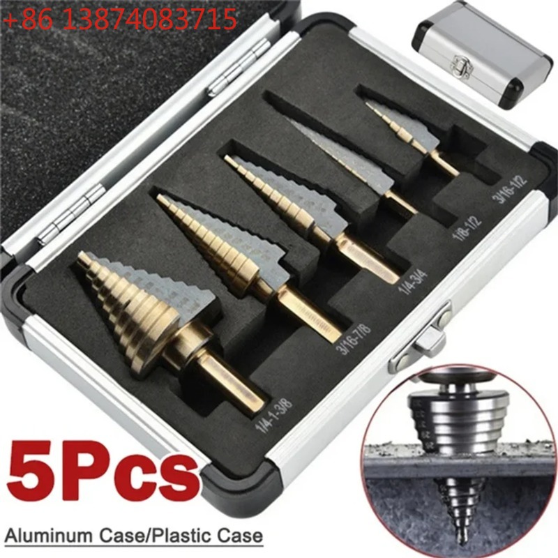 Step Drill Bit Set Titanium Hss Cobalt - Zestaw 5 szt. wierteł stopniowych HSS