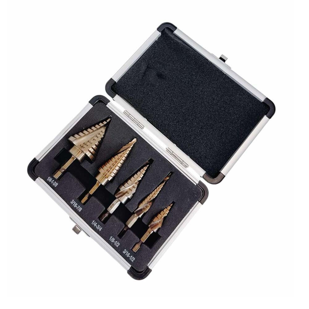 Zestaw 5 wierteł: wiertła spir – Step Drill Bit Set Titanium Hss Cobalt recenzja i cena