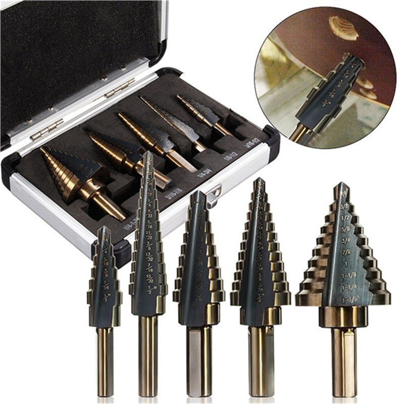 Zestaw 5 szt. wierteł stopniow – Step Drill Bit Set Titanium Hss Cobalt recenzja i cena
