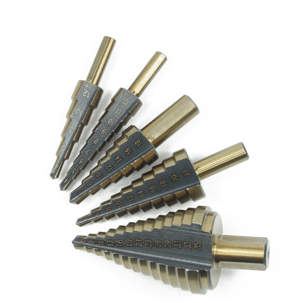 5Pcs Wiertła stopniowe Pagoda  – Step Drill Bit Set Titanium Hss Cobalt recenzja i cena