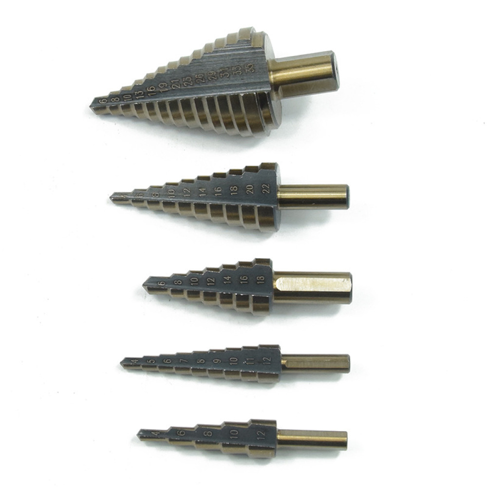 5Pcs Wiertła stopniowe Pagoda  – Step Drill Bit Set Titanium Hss Cobalt recenzja i cena