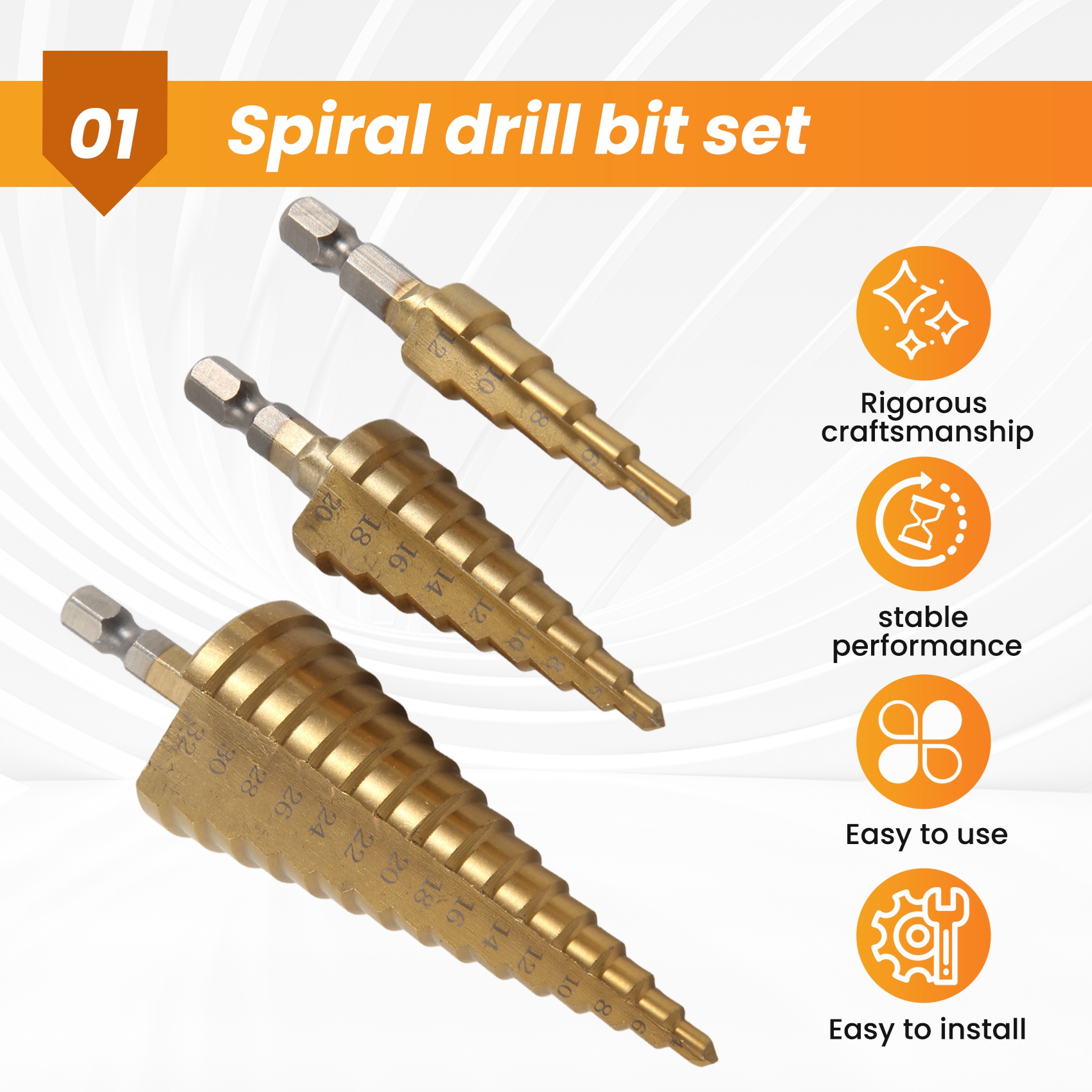 A23T – zestaw 3 wiertła stożko – Step Drill Bit Set Titanium Hss Cobalt recenzja i cena