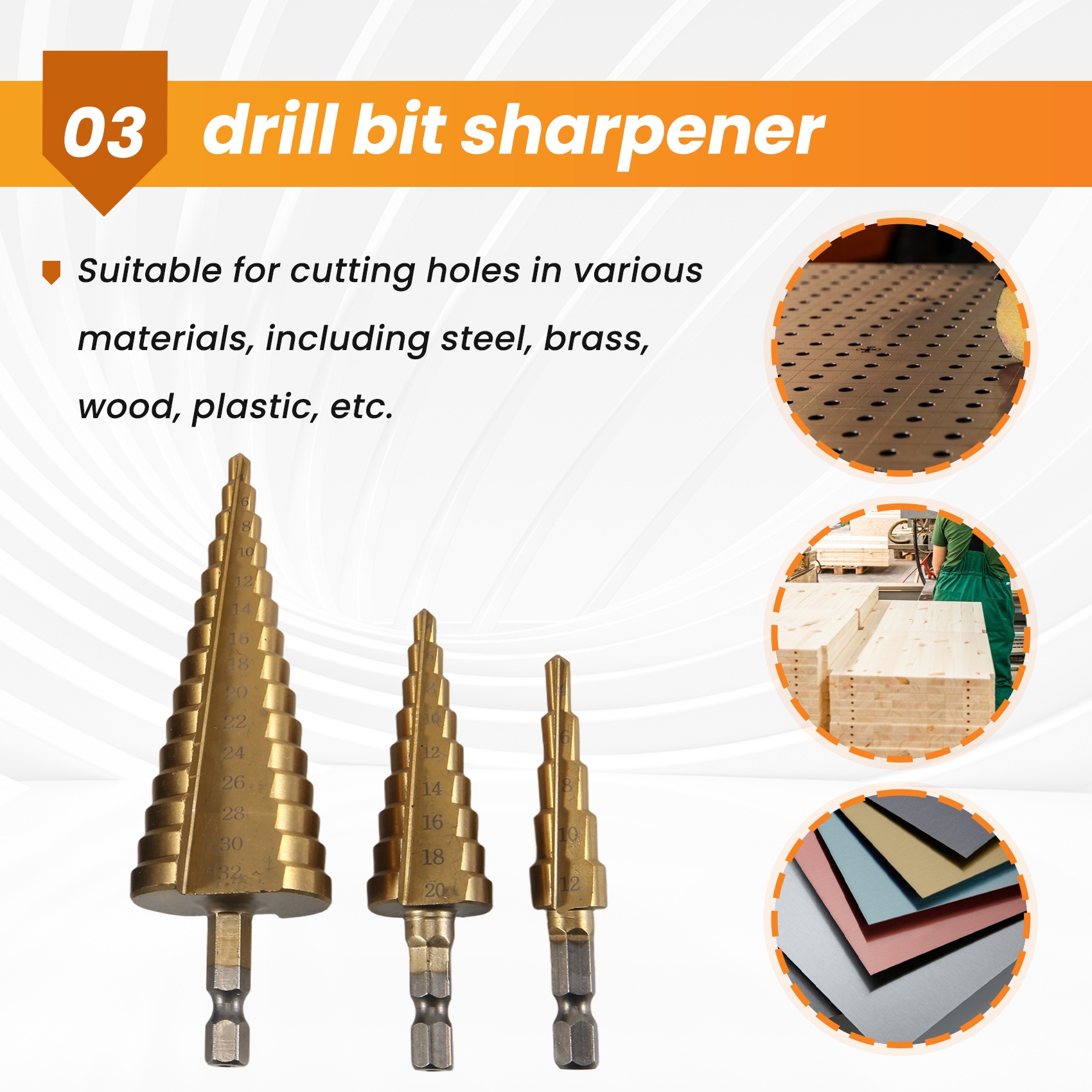 A23T – zestaw 3 wiertła stożko – Step Drill Bit Set Titanium Hss Cobalt recenzja i cena