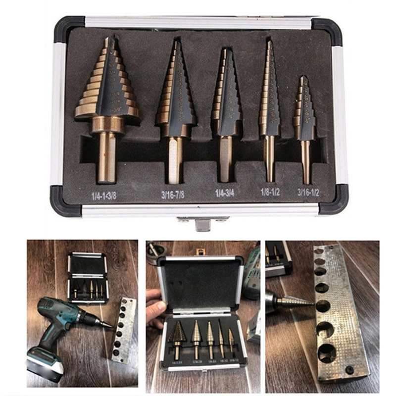 Zestaw 5 szt. wierteł stopniow – Step Drill Bit Set Titanium Hss Cobalt recenzja i cena