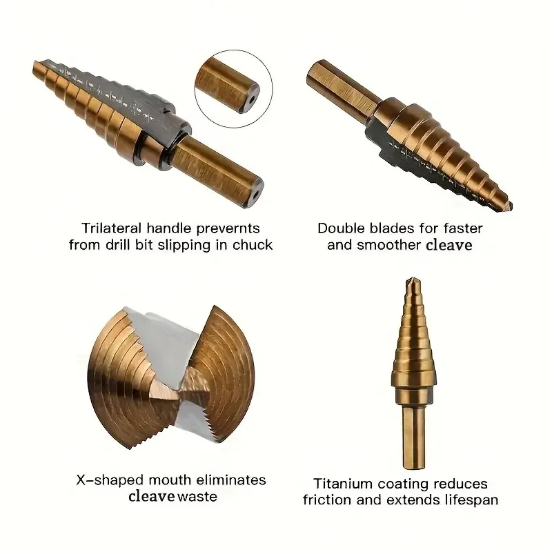 Zestaw wierteł stopniowych z g – Step Drill Bit Set Titanium Hss Cobalt recenzja i cena