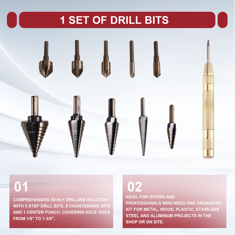 Zestaw wierteł stopniowanych A – Step Drill Bit Set Titanium Hss Cobalt recenzja i cena