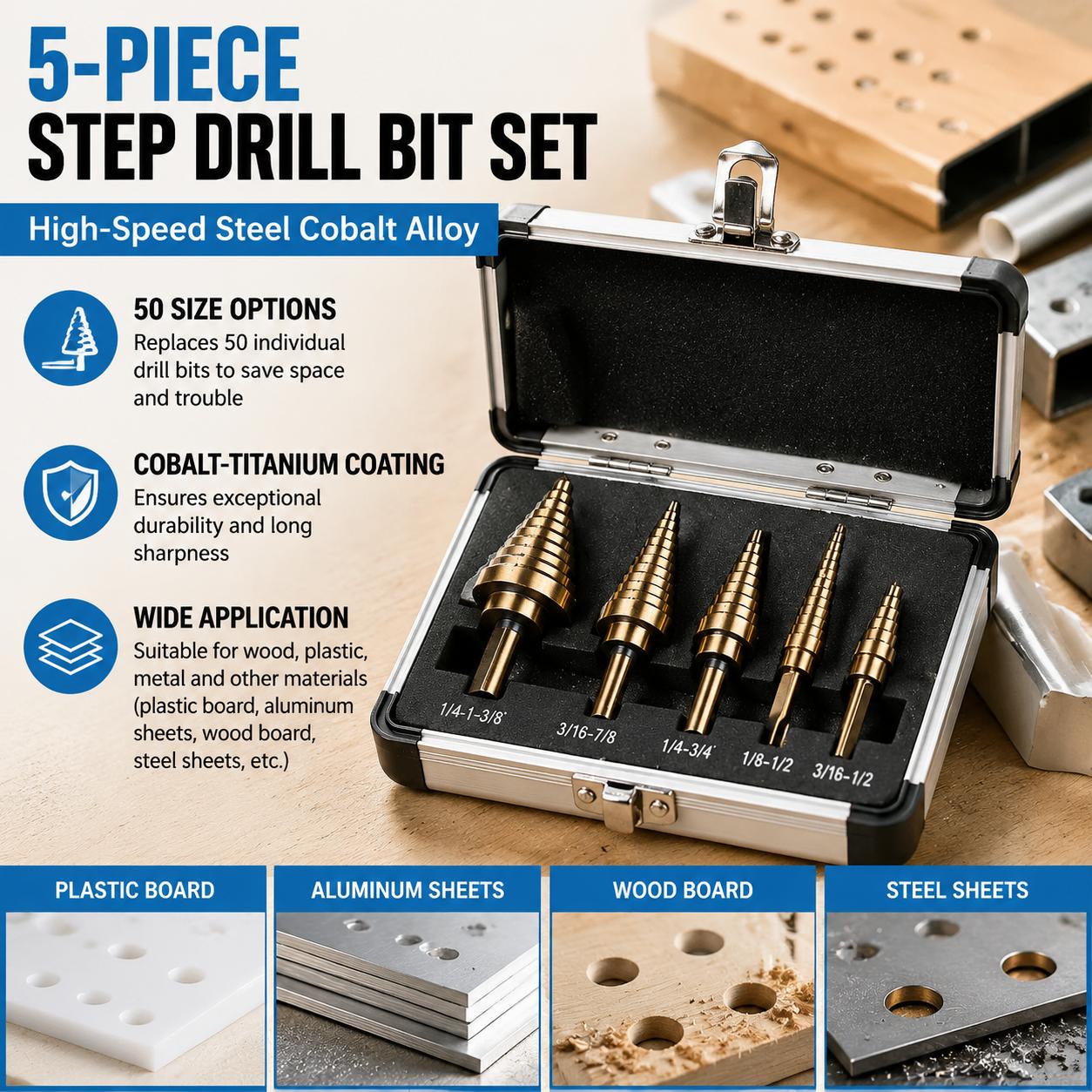 Profesjonalny zestaw wierteł s – Step Drill Bit Set Titanium Hss Cobalt recenzja i cena