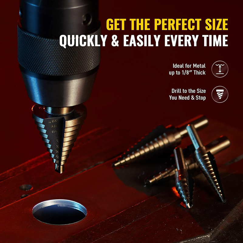 Zestaw 5 szt. wierteł stopniow – Step Drill Bit Set Titanium Hss Cobalt recenzja i cena